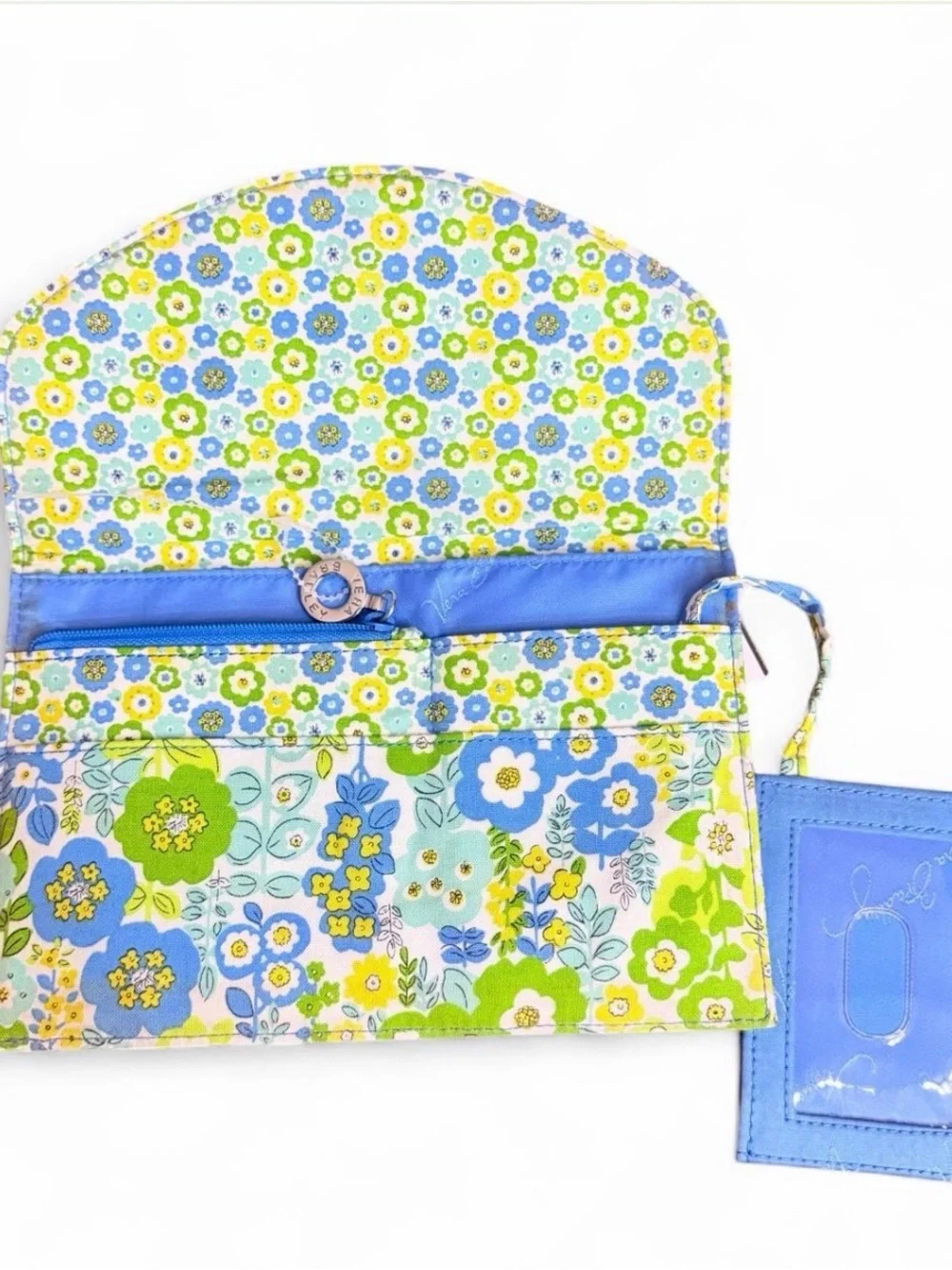 Vera Bradley Vintage Blue Green Yellow Floral Clutch